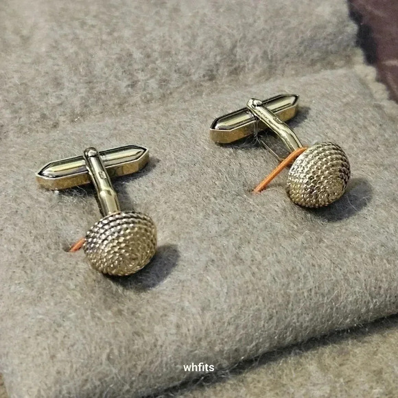 Loewe 835 Stamped Gold Tone Mesh Cufflinks - Picture 2 of 5
